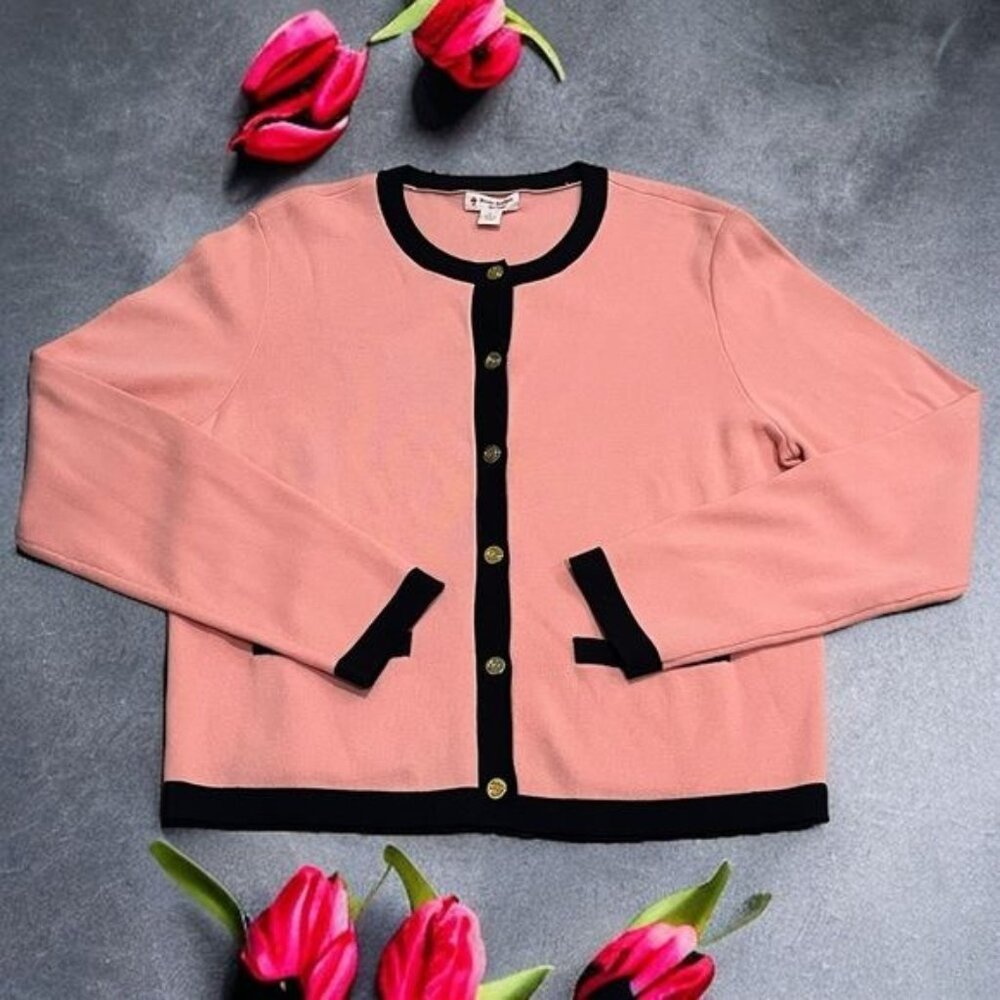 NEW Brooks Brothers Red Fleece Pink Navy & Gold Embellished Cardigan Size L